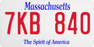 MA license plate 7KB840