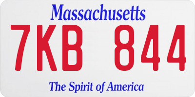 MA license plate 7KB844