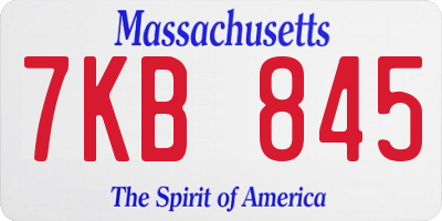 MA license plate 7KB845