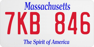 MA license plate 7KB846