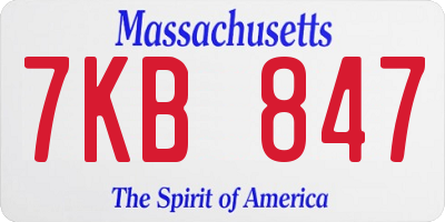 MA license plate 7KB847