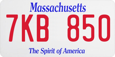 MA license plate 7KB850