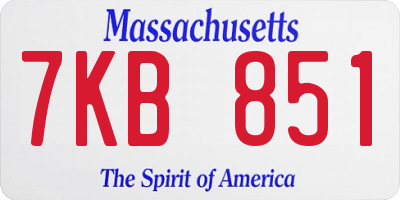 MA license plate 7KB851