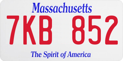 MA license plate 7KB852