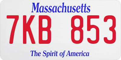 MA license plate 7KB853