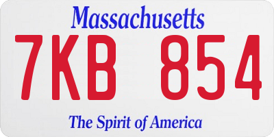 MA license plate 7KB854