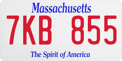MA license plate 7KB855