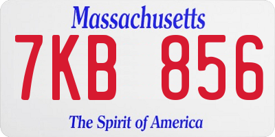 MA license plate 7KB856