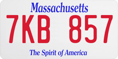 MA license plate 7KB857
