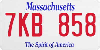 MA license plate 7KB858