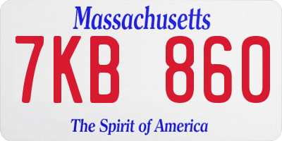 MA license plate 7KB860