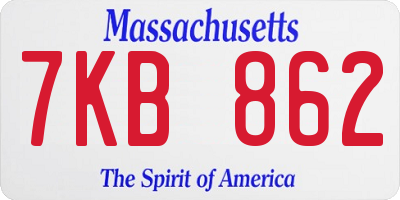 MA license plate 7KB862
