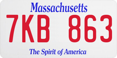 MA license plate 7KB863
