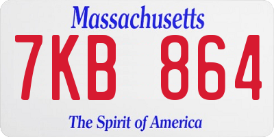 MA license plate 7KB864