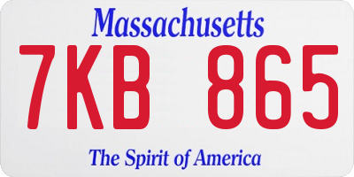 MA license plate 7KB865