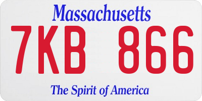 MA license plate 7KB866