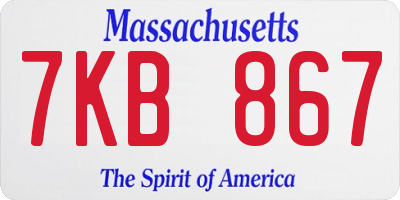 MA license plate 7KB867