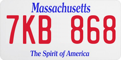 MA license plate 7KB868