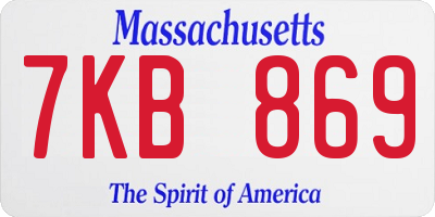 MA license plate 7KB869
