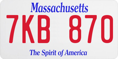 MA license plate 7KB870