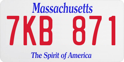 MA license plate 7KB871