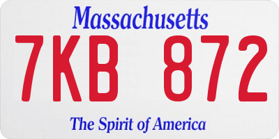 MA license plate 7KB872