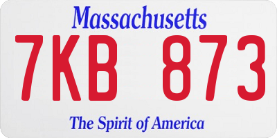 MA license plate 7KB873