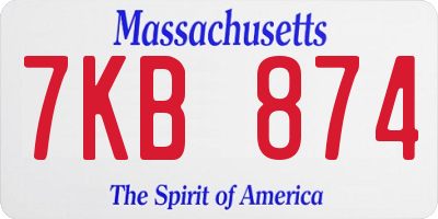 MA license plate 7KB874