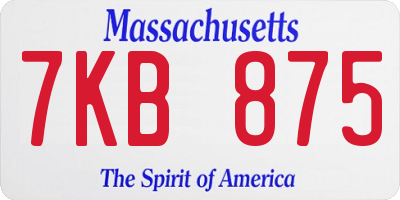 MA license plate 7KB875