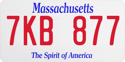 MA license plate 7KB877