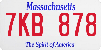 MA license plate 7KB878