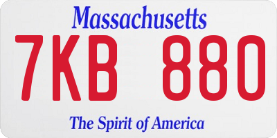 MA license plate 7KB880