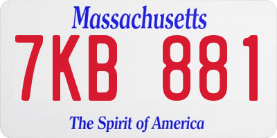 MA license plate 7KB881