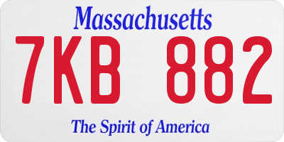 MA license plate 7KB882