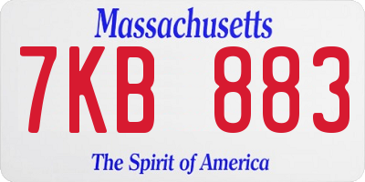 MA license plate 7KB883