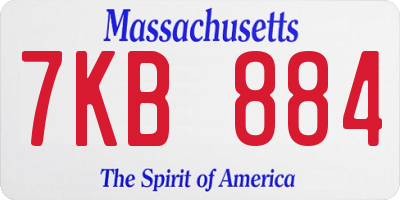 MA license plate 7KB884