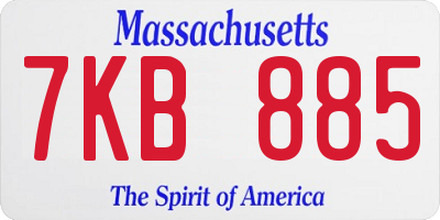 MA license plate 7KB885