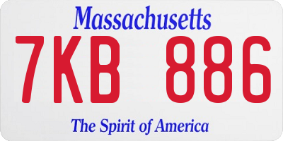 MA license plate 7KB886