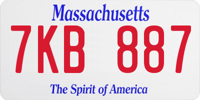 MA license plate 7KB887