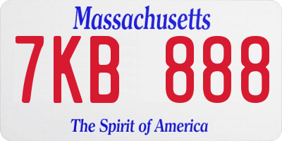 MA license plate 7KB888