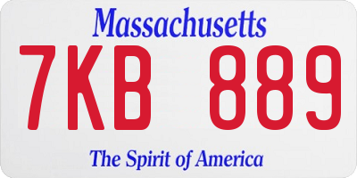 MA license plate 7KB889