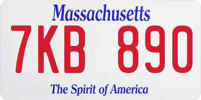 MA license plate 7KB890