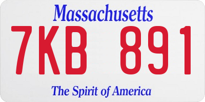 MA license plate 7KB891