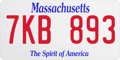 MA license plate 7KB893
