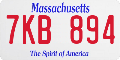 MA license plate 7KB894