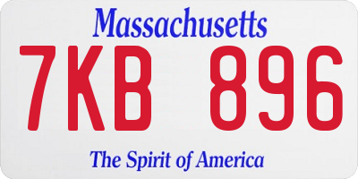 MA license plate 7KB896