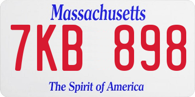 MA license plate 7KB898