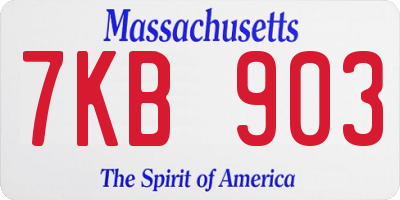 MA license plate 7KB903