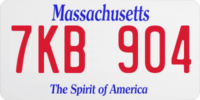 MA license plate 7KB904