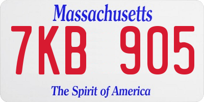 MA license plate 7KB905